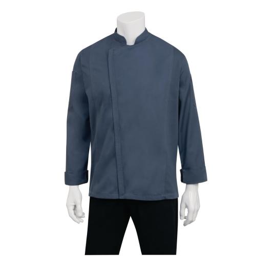 Chef Works Hartford Lightweight L/S Zipper Coat Blue - Size L (Direct)