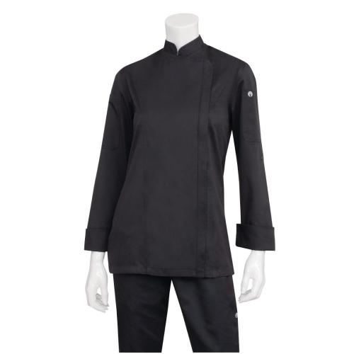 Chef Works Womens Hartford Lightweight L/S Zip Coat Black - Size L (B2B)