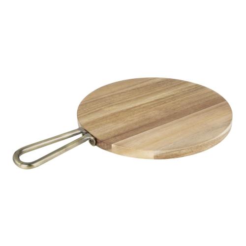 Olympia Round Paddle Board Acacia Wood with Metal Handle - 458x305x20mm FSC 100%