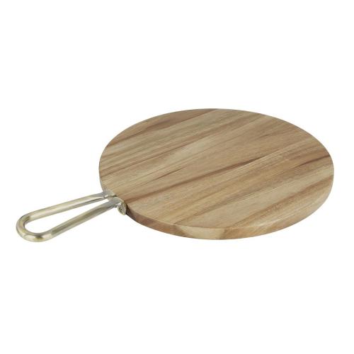 Olympia Round Paddle Board Acacia Wood with Metal Handle - 505x356x20mm FSC 100%