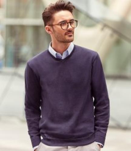Russell Collection Cotton Acrylic V Neck Sweater