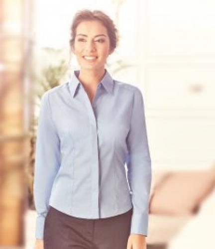 Russell Collection Ladies Long Sleeve Fitted Poplin Shirt - CSR - XXL