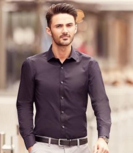 Russell Collection Long Sleeve Ultimate Stretch Shirt - BSK - S