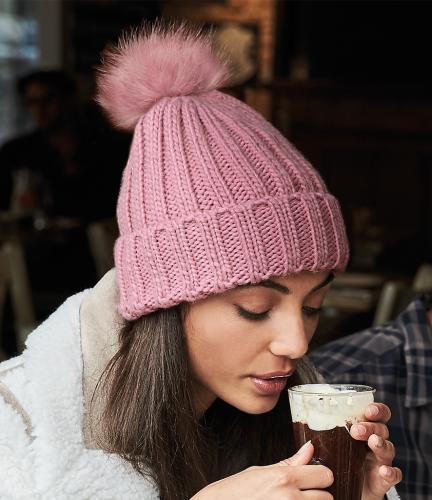 Beechfield Verbier Fur Pop Pom Beanie