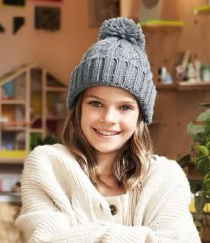 Beechfield Junior Cable Knit Melange Beanie