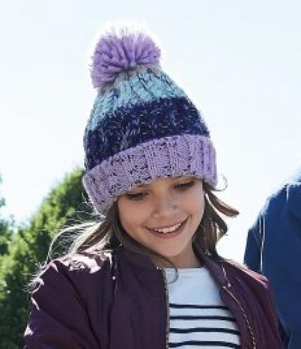 Beechfield Junior Corkscrew Pom Pom Beanie
