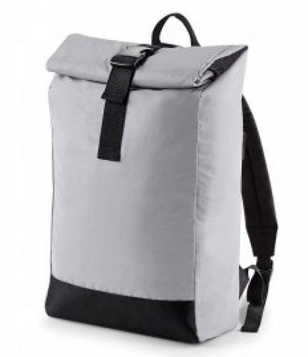 BagBase Refl. Roll-Top Backpack - Black reflective - ONE