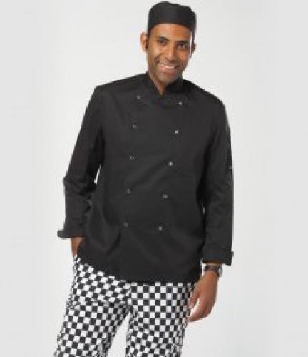 Dennys L/S Press Stud Chefs Jkt - Black - 3XL