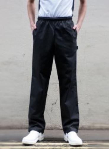 Dennys Elasticated Chefs Trousers - Black/white - L