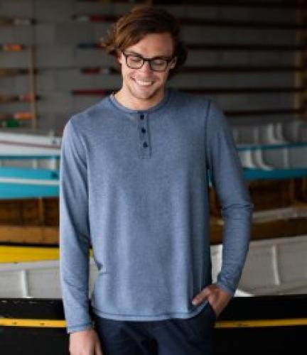 Front Row Washed Long Sleeve Henley T-Shirt