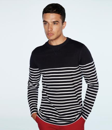 Front Row L/S Breton Striped T - Navy/white - L