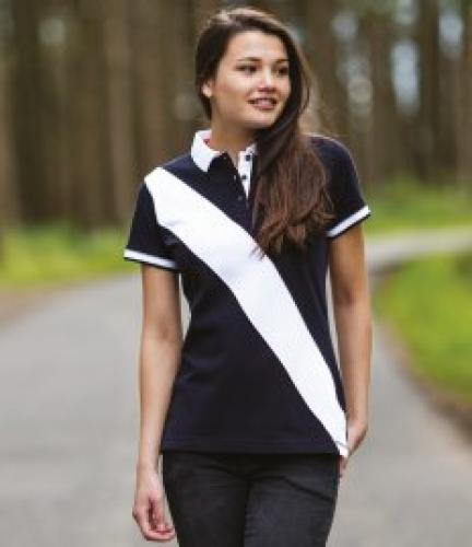 Front Row Ladies Diagonal Stripe Cotton Piqué Polo Shirt