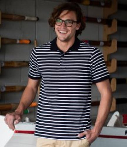Front Row Striped Jersey Polo Shirt