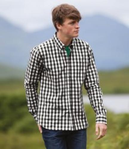 Front Row Long Sleeve Checked Cotton Shirt