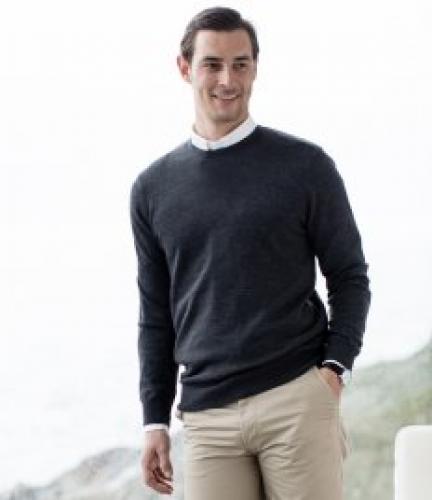 Henbury Lightweight Cotton Acrylic Crew Neck Sweater