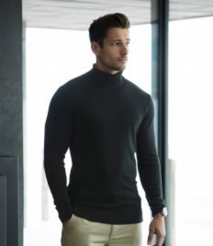 Henbury Roll-Neck Sweater - Black - 3XL