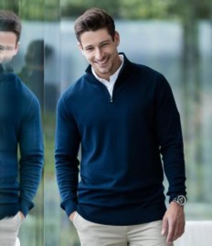 Henbury Zip Neck Sweater