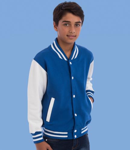 AWDis Kids Varsity Jacket - Burg./heather - 12-13