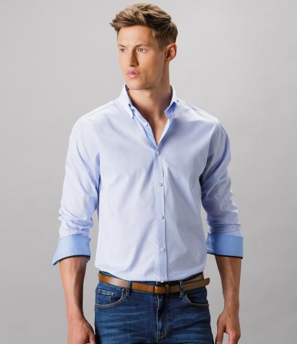 Clayton and Ford Micro Check Long Sleeve Tailored Poplin Shirt