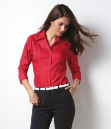 Kustom Kit Ladies Premium 3/4 Sleeve Tailored Oxford Shirt