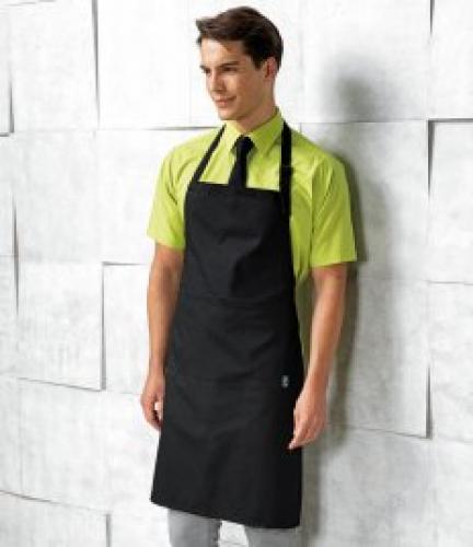 Premier Fairtrade Organic Cotton Bib Apron - BLK - ONE