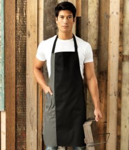 Premier Contrast Bib Apron - Black/dark Grey - ONE