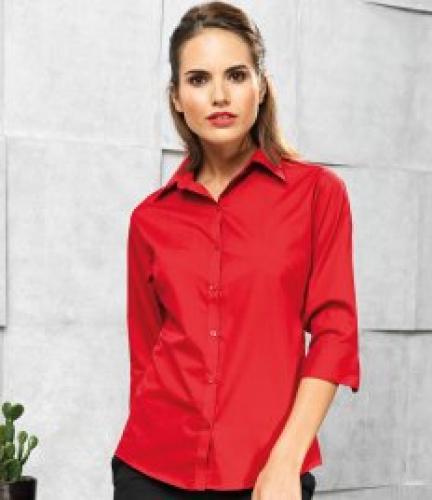 Premier Ladies 3/4 Sleeve Poplin Blouse