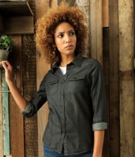Premier Ladies Jeans Stitch Denim Shirt