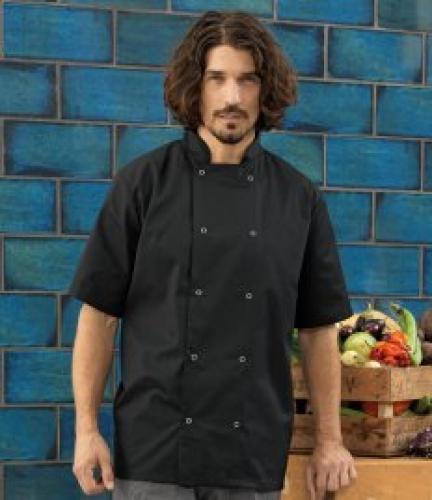 Premier Unisex Short Sleeve Stud Front Chef's Jacket