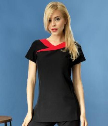 Premier Ladies Ivy Tunic - Black/stwb red - 10