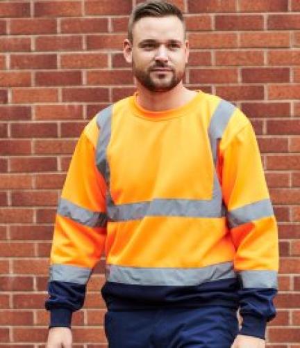 Portwest Hi-Vis 2 Tone Sweat - Orange/navy - L