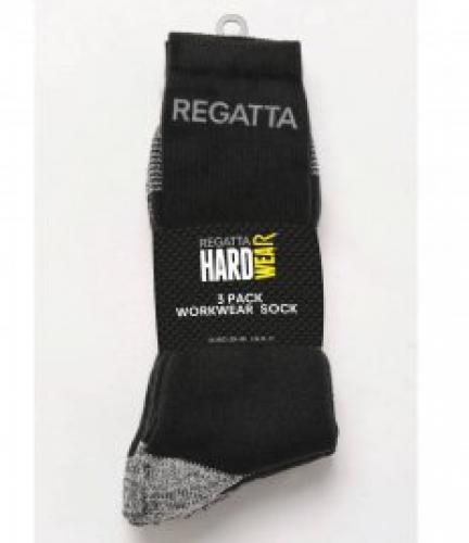 Regatta 3 Pack Workwear Socks - BLK - 45602