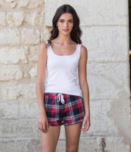 SF Ladies Tartan Frill Shorts - Navy/green - L