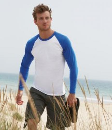 Fruit of the Loom Contrast Long Sleeve Baseball T-Shirt