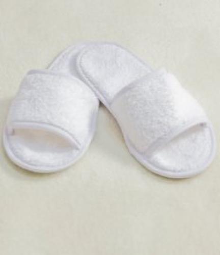 Towel City Terry Slippers - White - 4-7