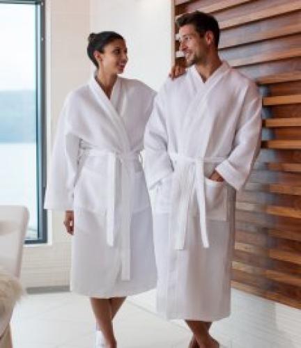 Towel City Waffle Robe - White - L/XL