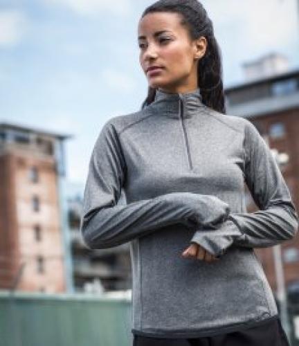 Tombo Ladies Long Sleeve Zip Neck Performance Top