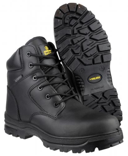 FS006C Metal Free Waterproof Lace up Safety Boot - Black - Size 4