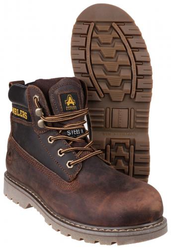 FS164 Goodyear Welted Lace up Industrial Safety Boot - Brown - Size 4