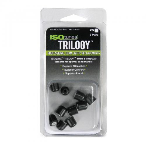 ISO TUNES TRILOGY Professional Foam Eartip replacements - Black/White - Size Xsml