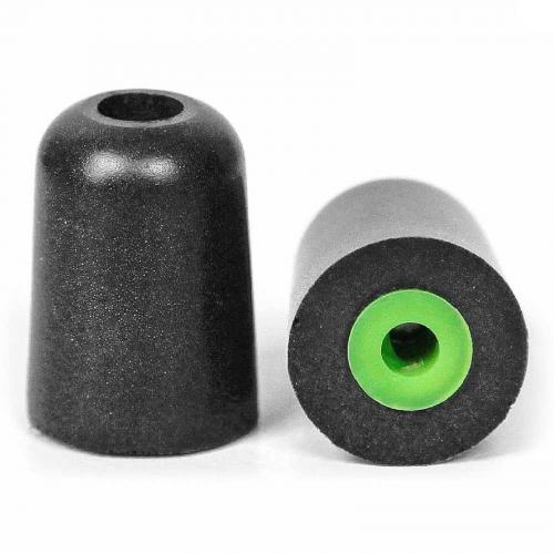 ISO TUNES TRILOGY Professional Foam Eartip replacements - Black/Green - Size Sml