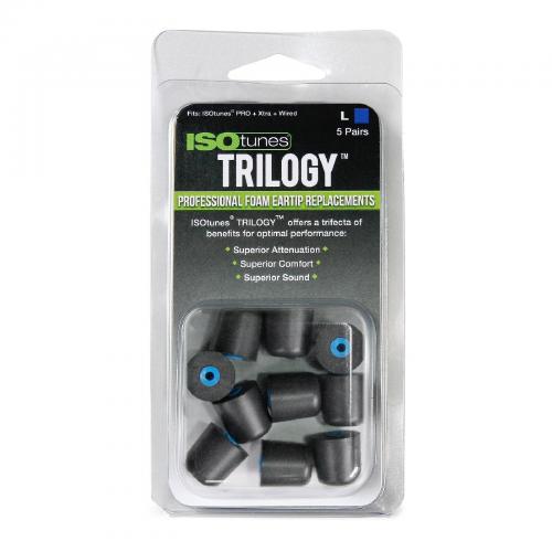 ISO TUNES TRILOGY Professional Foam Eartip replacements - Black/Blue - Size Lge