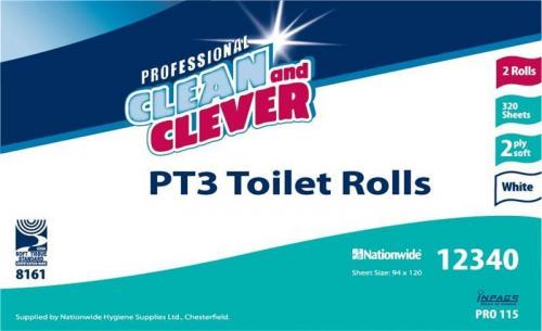 Clean & Clever Toilet Roll PT3 2ply White 12340